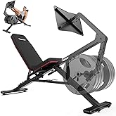 PASYOU Adjustable Weight Bench Leg Press Machine for Home Gym | Foot Plate Weight Bench with Leg Press, Compact Fitness Bench for Glutes, Quads, Compatible with 1'' and 2'' Weight Plates