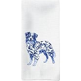 Tzhim Australian Shepherd Gifts Kitchen Towels, Blue and White Chinoiserie Australian Shepherd Hand Towels, Aussie Gifts Dish Towels Dishcloths Tea Towel for Kitchen, Dog Lover Gift, 16x24in