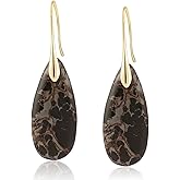 Natural Healing Stone Fishhoop Dangle Statement Gold Silver Women Earrings | Hypoallergenic，Trendy Dainty，Women Jewelry Fashion Accessories Gifts