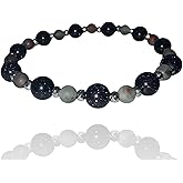 “DEXTER BRACELET” (Purple Goldstone & African Bloodstone) Natural Gemstone Healing Bracelet - [6.5 inches]