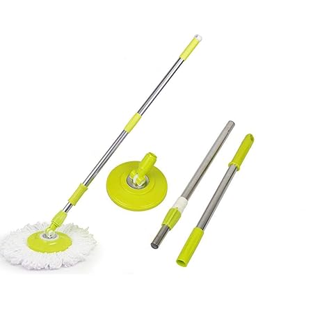 BDMP Mop Rod Stick Stainless Steel with Plate and Microfiber Mop Stick & 1 Mop Head Mop 360