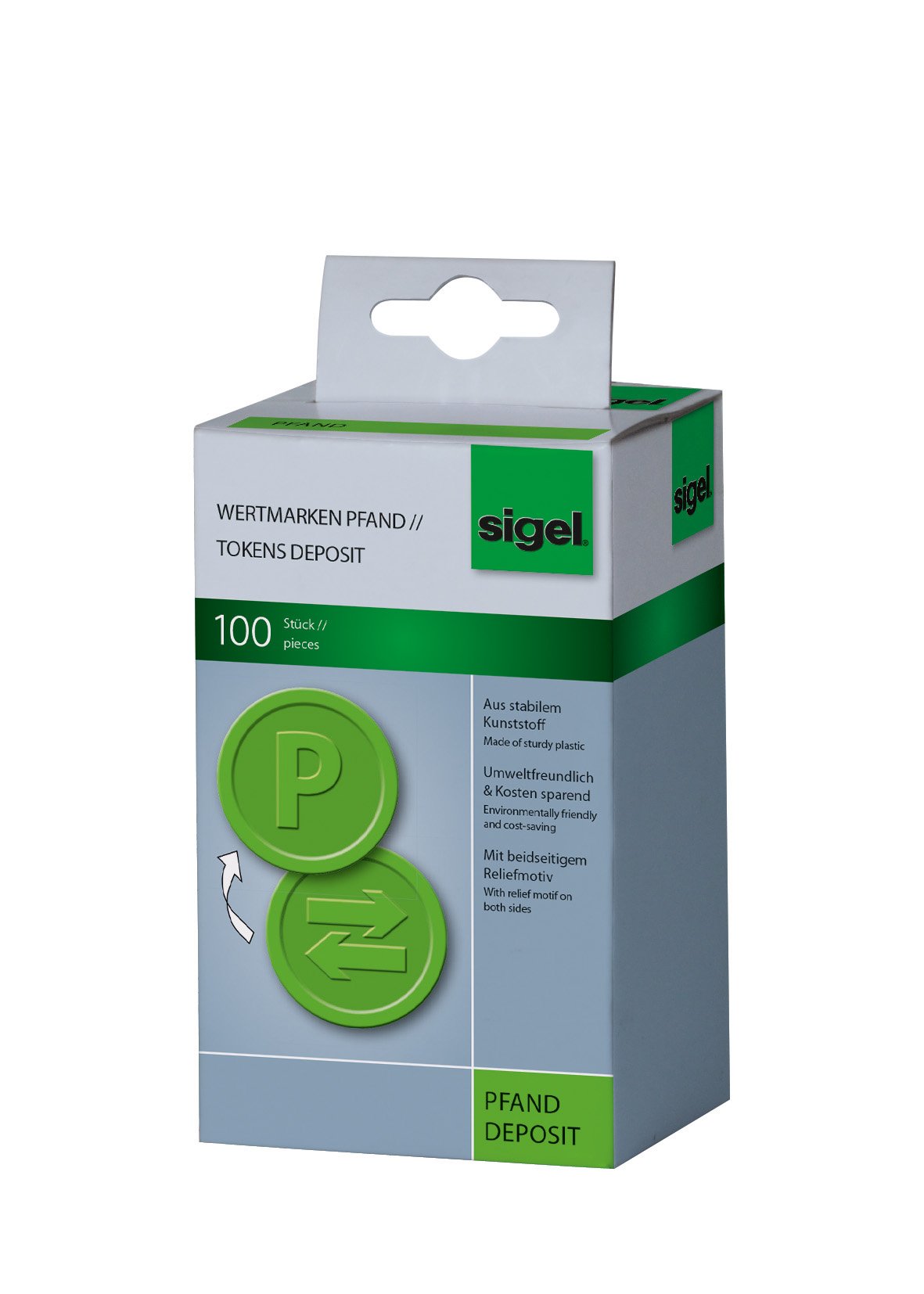 SIGEL WM009 Tokens Deposit, Ø 2.5 cm, 100 Pieces, Green