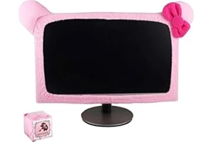 Monfurise 20"-29" Lovely Cute Dustproof Computer Monitor Cover with Cat Ear Laptop TV LCD Screen Monitor Decoration Dust Cove