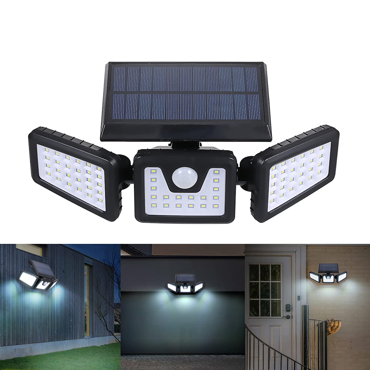Tomshine Solar Security Light Outdoor Motion Sensor Ip65 Waterproof Outdoor Lights Solar Powered 360 Angle Adjustable for Garage Garden Front Door Wall Driveway