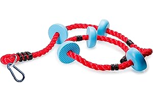 Lily's Things Climbing Rope for Kids | Ninja Warrior Accessories for Slackline Obstacle Course | Attach to Most Home Playground Equipment Sets | Ninja Slackline Accessories | 6Ft Long | 5 Foot Holds