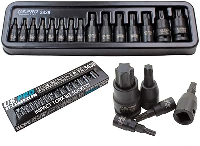 US PRO 15pc Impact Torx Bit Socket Set 1/4 3/8 1/2 Drive T6-T70 US Pro