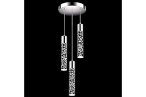 Esfos Pendant Lights Kitchen Island 3-Light, 6500K Modern Kitchen Island Lights Ceiling Lighting Fixtures with Crystal Bubble, Integrated LED Cold White Hanging Light Dining Room Light Brushed Nickel