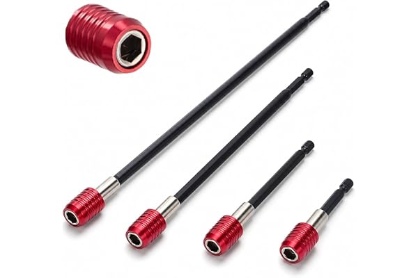 4-Piece Magnetic Quick Release Bit Holder Extension Set - 2" 4" 6" 12" 1/4" Hex Shank Drill Bit Extender with Locking Mechani