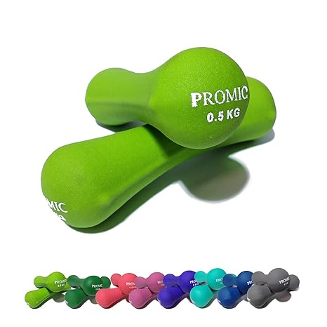 PROMIC 2er Set Neopren Hanteln Set, 0,5-5 KG Knochenhanteln, Gewichtehanteln für Damen und Herren, Gymnastikhanteln Set für K