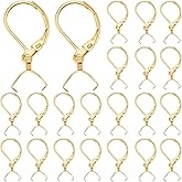 SUNNYCLUE 1 Box 40Pcs Leverback Earring Hooks Gold Earring Hook Bulk Metal 304 Stainless Steel Dangle Ear Wires Findings with Ice Pick Pinch Bails for Earrings Jewelry Making DIY Crafts Accessories