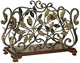 Iron Leaf Scrolled Rosewood Base Magazine Rack