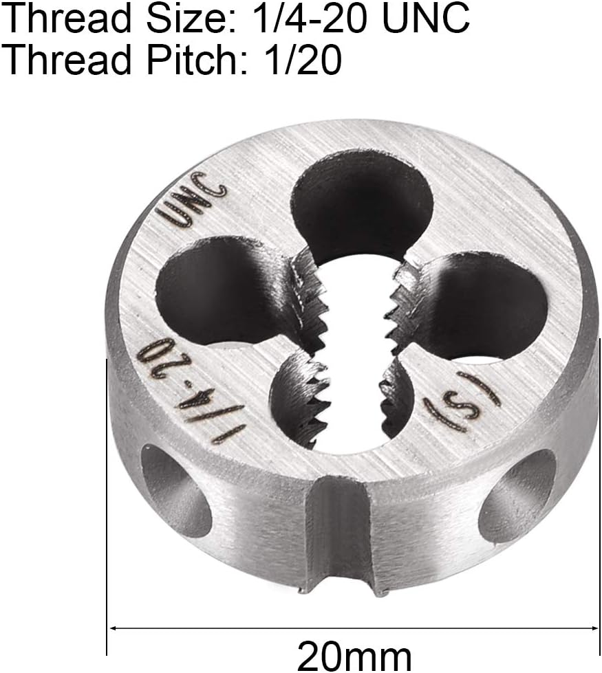 sourcing map 1/4-20 UNC Round Die, Machine Thread Right Hand Threading Die, Alloy Tool Steel Screw Thread Cutting Die - Image 3