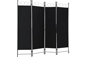 PayLessHere 4 Panel Room Divider 6FT Steel Frame Screen Folding Privacy Divider Freestanding Partition for Home Office Bedroo