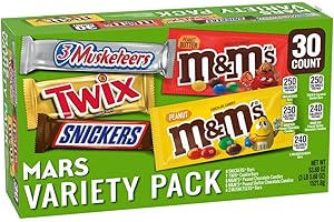 MARS CHOCOLATE SNICKERS, TWIX, MILKY WAY & 3 MUSKETEERS, Bulk Milk Chocolate Full Size Candy Bars, Halloween Chocolate Candy Variety Pack, 53.68 oz, 30 Bars