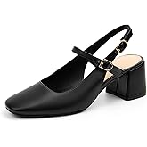 AprCoco Womens Mary Jane Chunky Low Heels Pumps Square Toe Buckle Strap Wedding Party Dress Shoes