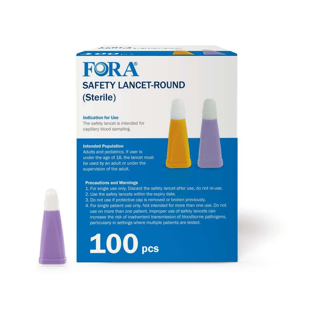 FORA Sterile Safety Lancet (5052), 1.6mm Depth, 30 Gauge, 100 Count, Lancing Device Not Required