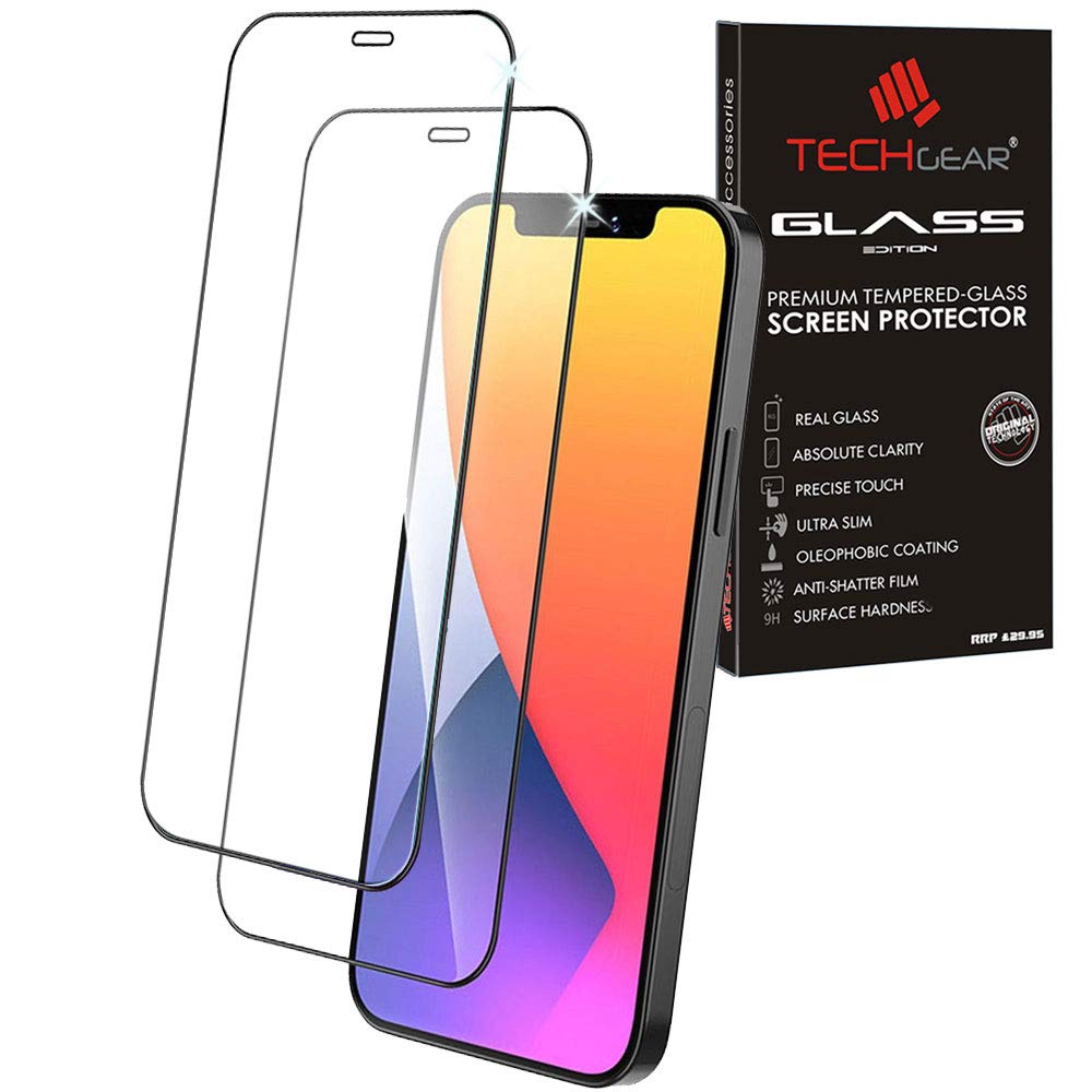 TECHGEAR [2 Pack 3D GLASS Edition for iPhone 12, iPhone 12 Pro [FULL Screen Adhesion] & [Full Coverage] Tempered Glass Screen Protector Guard Cover Compatible with iPhone 12 Pro/iPhone 12 6.1"
