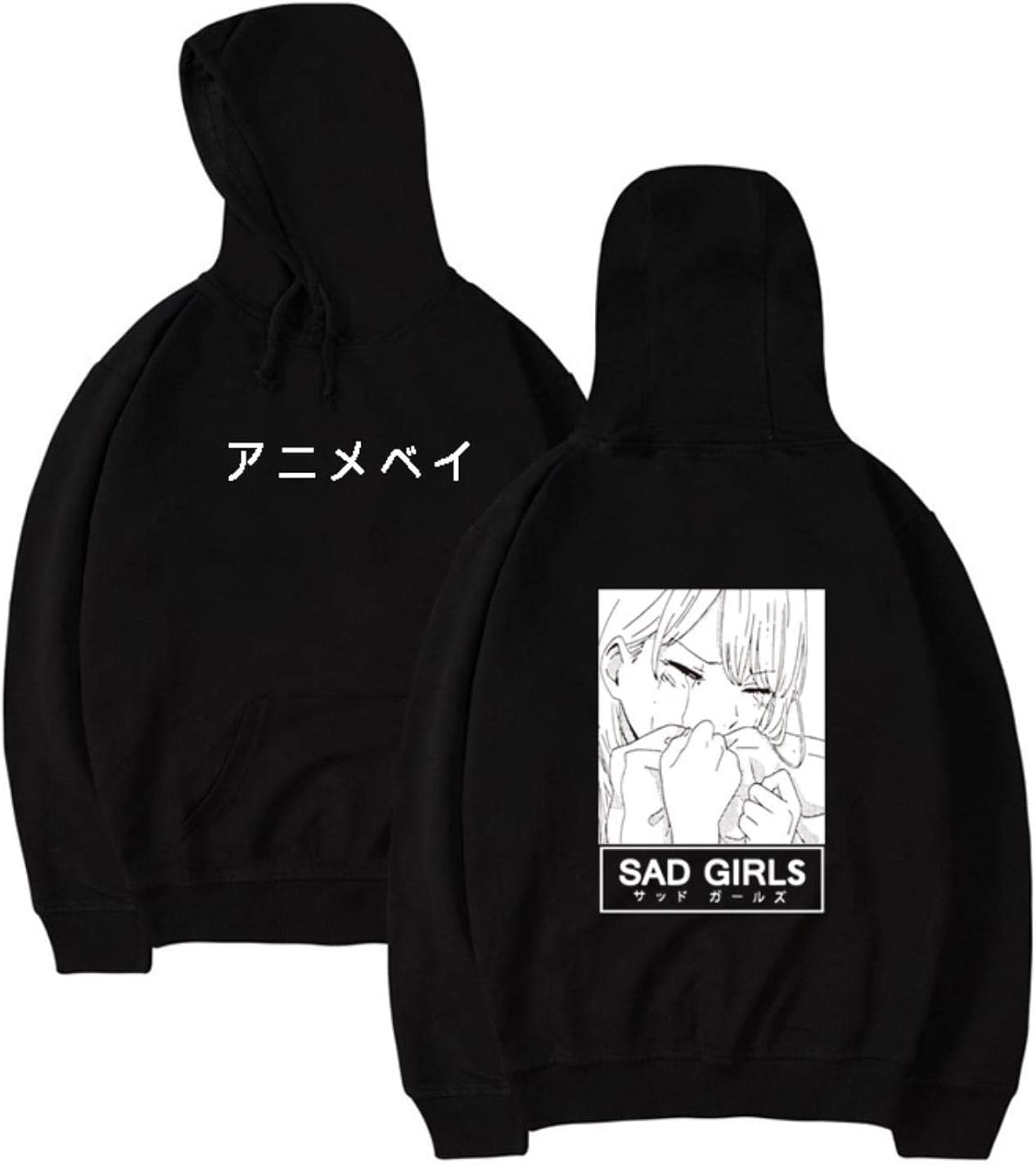 sad girl anime hoodie