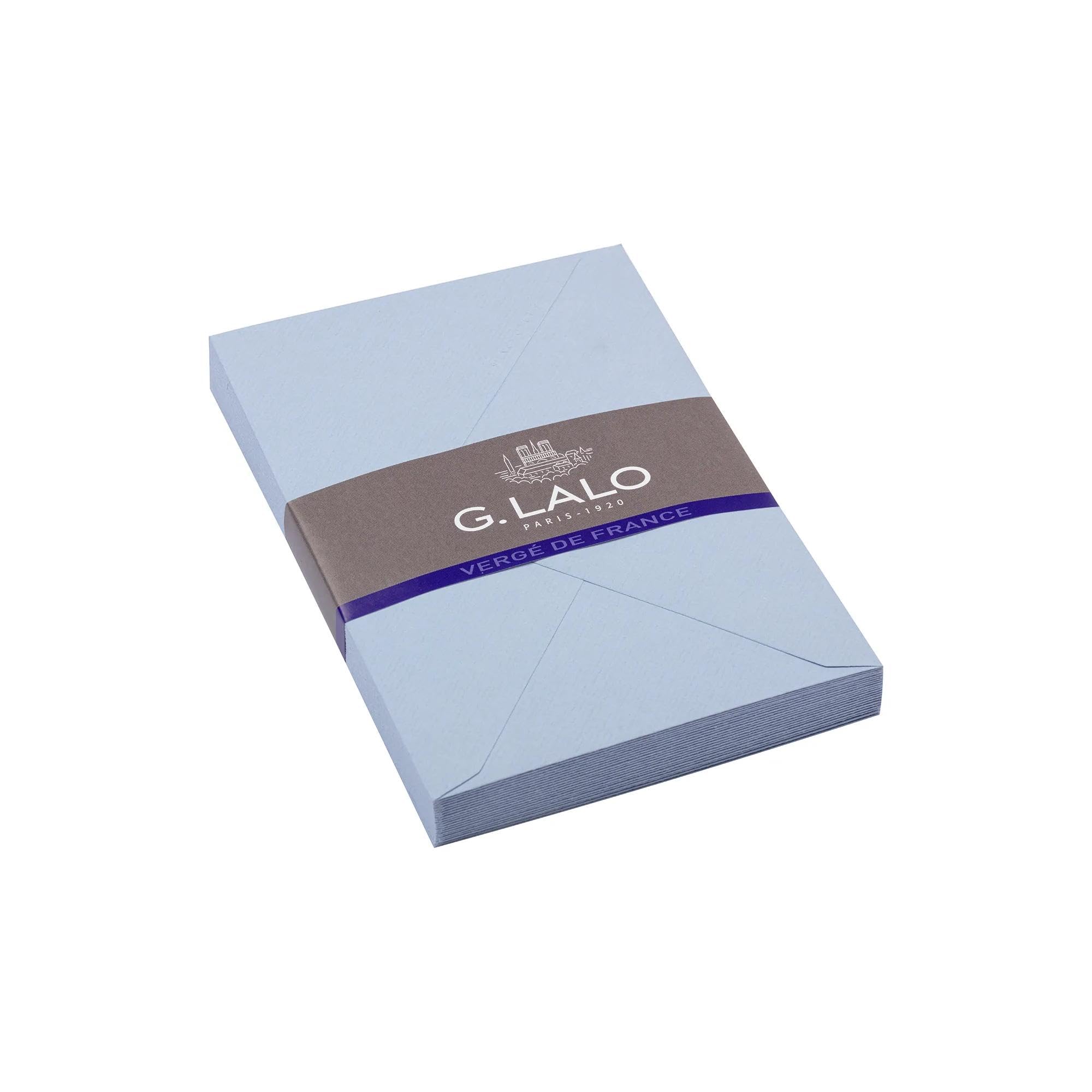 Lalo 21402L - Verge De France Pack of 25 gummed Lined envelopes. Size: C6 11.4x16.2 cm, Laid Paper from France, Blue. Lined, Correspondence Made in France