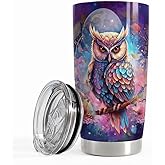 SANDJEST Owl Tumbler 20oz Stainless Steel Insulated Tumblers Coffee Travel Mug Cup Owls Gifts for Women Girls Gift for Birthday Christmas