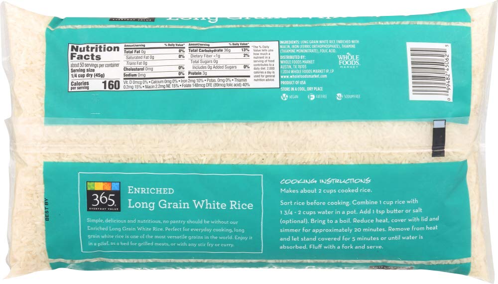 Amazon Com 365 Everyday Value Enriched Long Grain White Rice 5