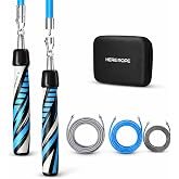 HEREROPE Weighted Jump Rope for Men Women Interchangeable 1/6lb 1/4lb 1/2lb Heavy Jump Rope- Adjustable Length, Tangle Free, Smooth Ball Bearing, Anti-slip Grip, Skipping Rope for Weight Loss