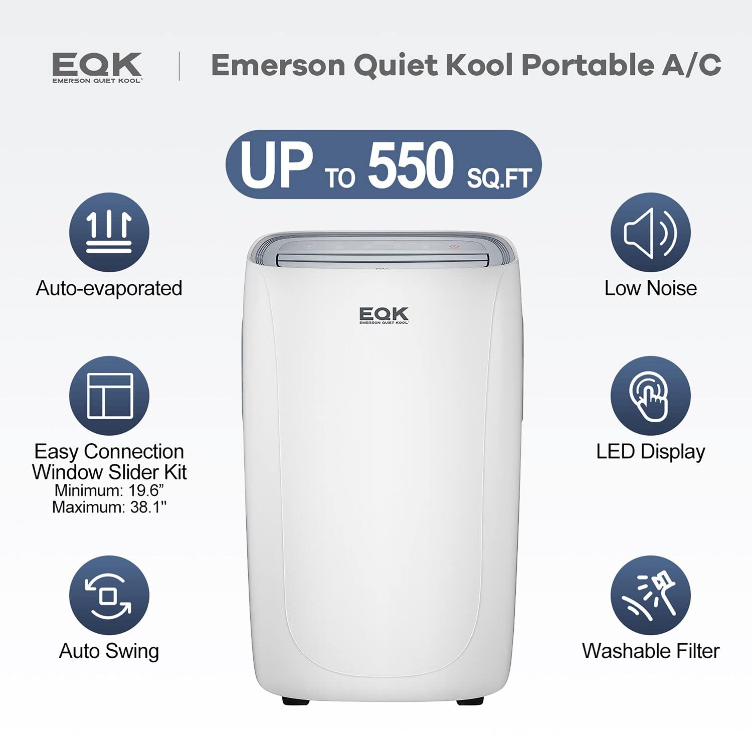 Emerson Quiet Kool 300Sq 8000 Ashrae / 5000 BTU DOE Portable Air Conditioner with Dehumidifier