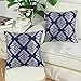 CaliTime Pack of 2 Soft Jacquard Throw Pillow Covers Cases for Couch Sofa Home Decoration Vintage Diamond Shape Damask Floral 18 X 18 Inches Navy Blue