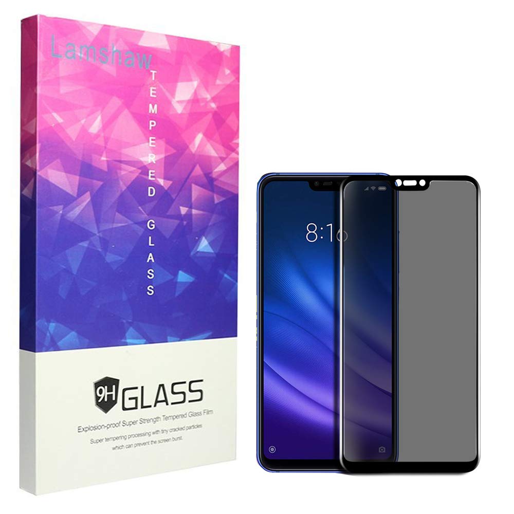 for Xiaomi Mi 8 Lite Privacy Screen Protector, Lamshaw Anti Spy Anti Peep Full Covergae Privacy Tempered Glass Screen Protector for Xiaomi Mi 8 Lite (Black)