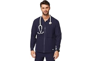 FIGS Zapote Scrub Jacket for Men — Athletic Modern Fit Bomber Jacket with 7 Pockets and 4 Way Stretch