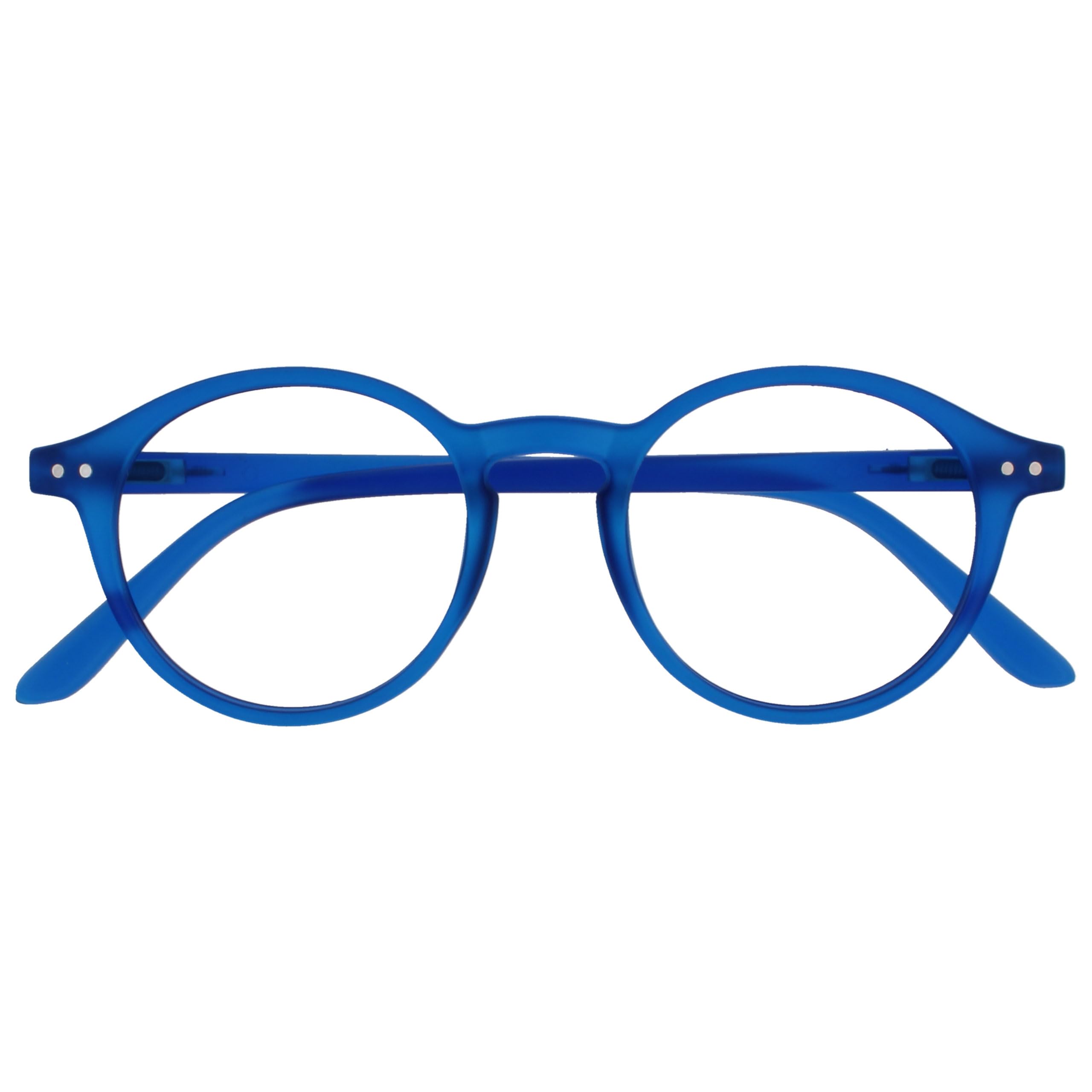 OPULIZE REY Reading Glasses - Retro Round Frame - Matt Blue - Mens Womens - Spring Hinges - R56-3 - +3.50