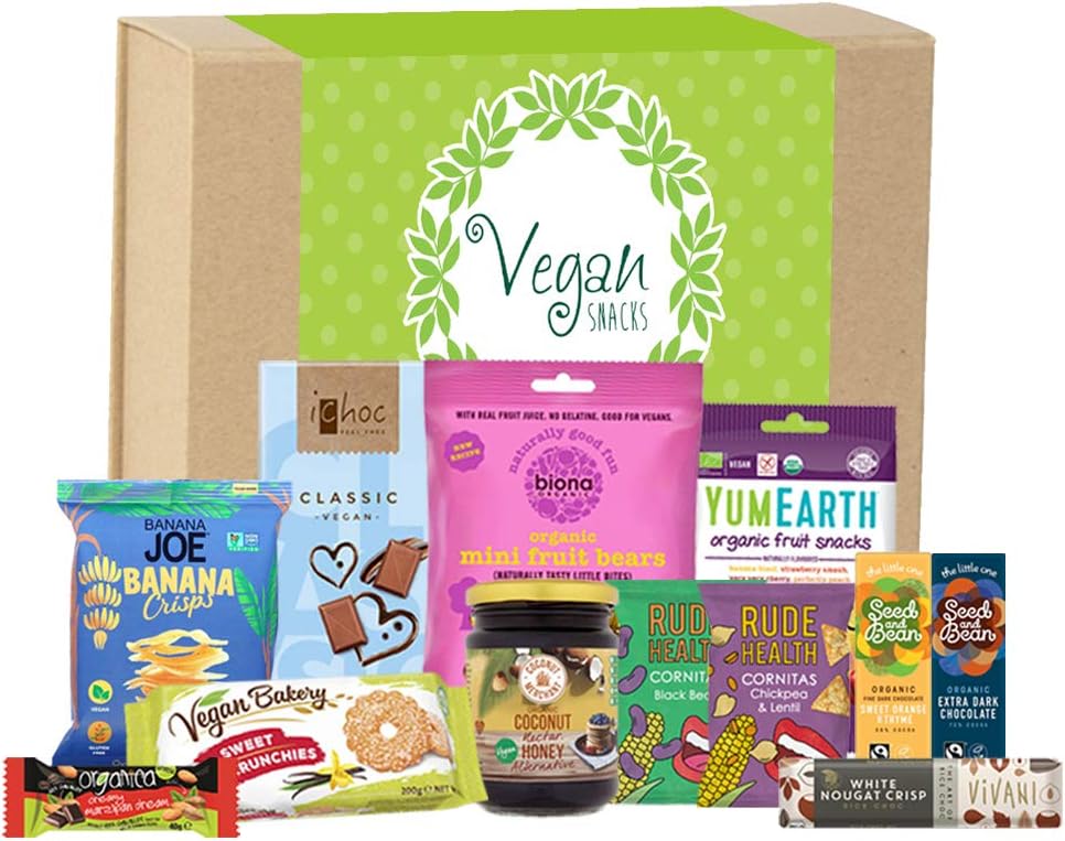 Vegan Gift Hamper Collection Birthday / Anniversary / Event / Bouquet / New Year / Christmas / Protein Chocolate ( iChoc + Biona Organic + Yum Earth + Rude Health Crips + Seed & Bean + Vivani )