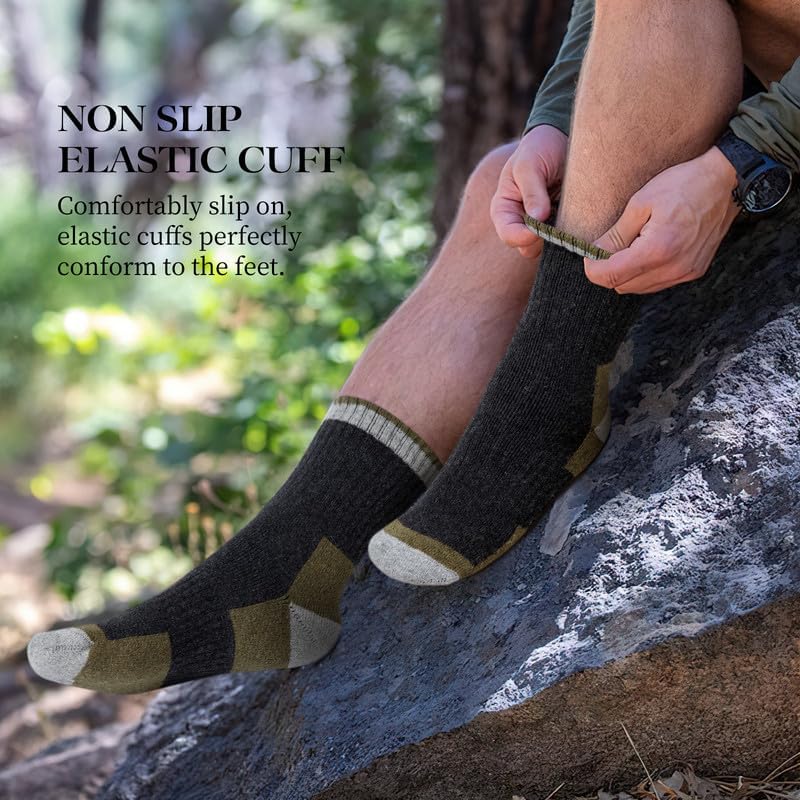 LBOYLOVE® 5 Pairs of Merino Wool Socks for Men, Winter Warm Thermal Crew Socks for Hiking, Running, Skiing, Cold Weather