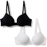 Amazon Essentials Women's Microfiber Lined Push Up Plunge Bra, Pack of 2