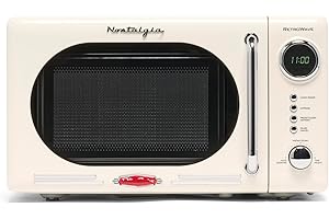 Nostalgia 0.7 Cu. Ft. Retro Compact Countertop Microwave Oven, Ivory