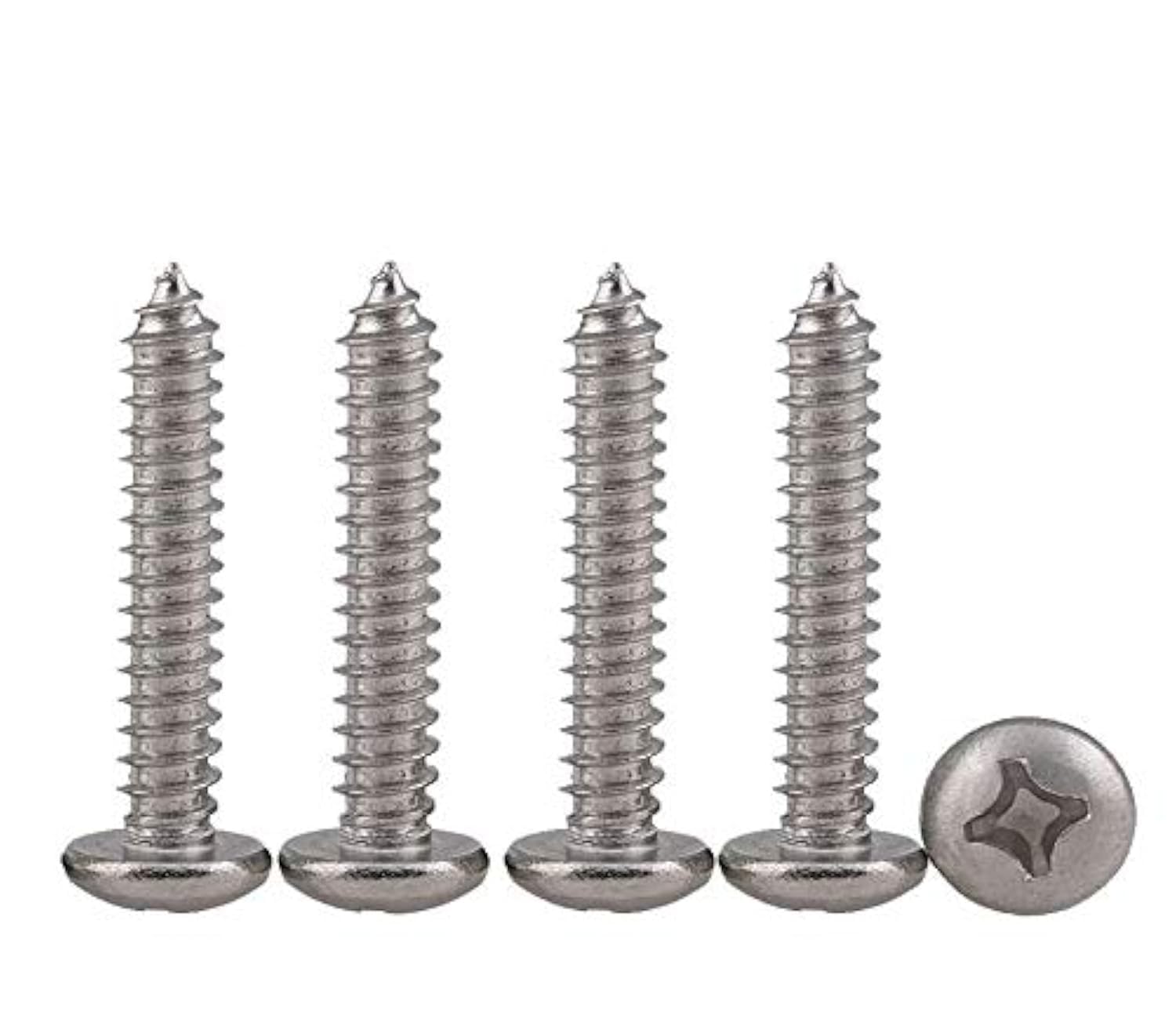 Drenky M5X20 100PCS Phillips Pan Head Screws 304 Stainless Steel Self-Tapping Screws Self-drilling Wood Screws Standard Cross Groove Full Thread Woodworking Fastener (M5X20 100Pcs)