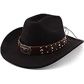 KICOSY Cowboy Hat for Women Men Black Cowgirl Hat Men Western Suede Hats for Cowboys and Cowgirls Classic Felt Cowgirls Hat