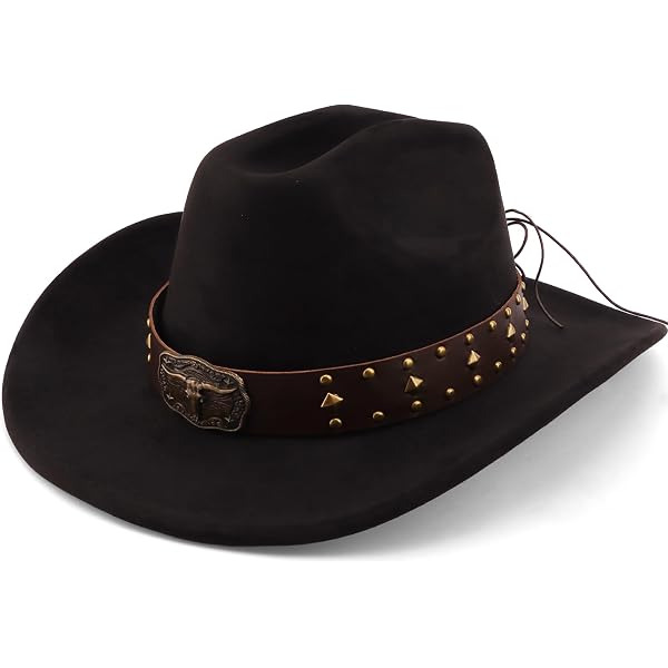 Cowboy Hat for Women Men with Band Wide Brim Suede Cowboy  display picture 1