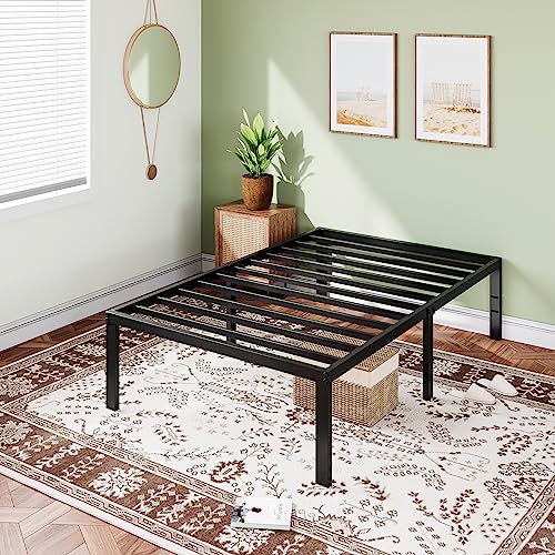 IMUsee Heavy Duty Twin Size Platform Bed Frame with 18 inch Large Under