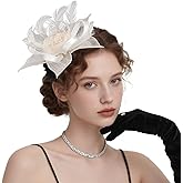 Pretty Jolly Fascinators Hats for Women Tea Party Hat Feather Headwear with Veils for Wedding & Garden Party