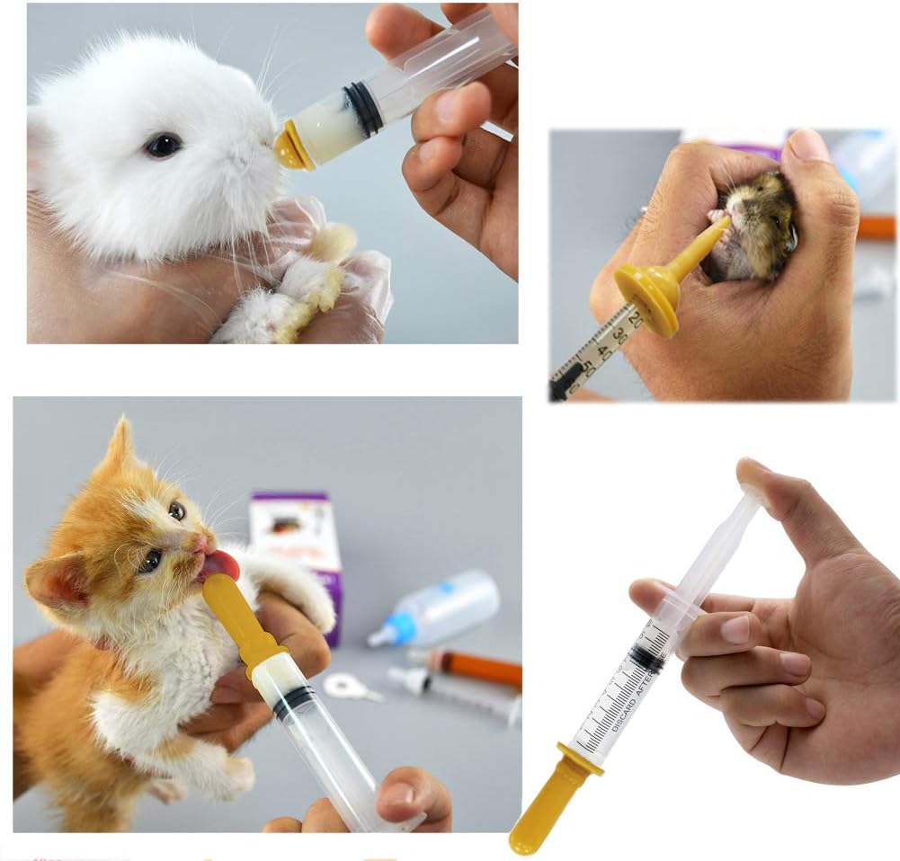 GingerUPer Kitten Bottle,Puppy Syringe Feeder,Pet Feeding Bottle with Nipple Feeding Needle Tubing for Puppy Kitten Squirrels and Other Newborn Pets,Puppy Kitten Whelping Kit - Image 3