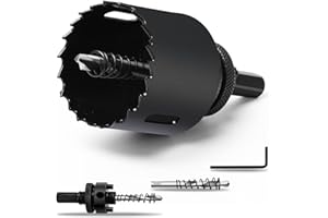 YEUTTYX 2-1/2" | 64mm Hole Saws with Heavy Duty Arbor HSS Bi-Metal Hole Cutter Drill Bit for Wood Cornhole Boards Plastic Drywall Metal Fiberboard(Black)