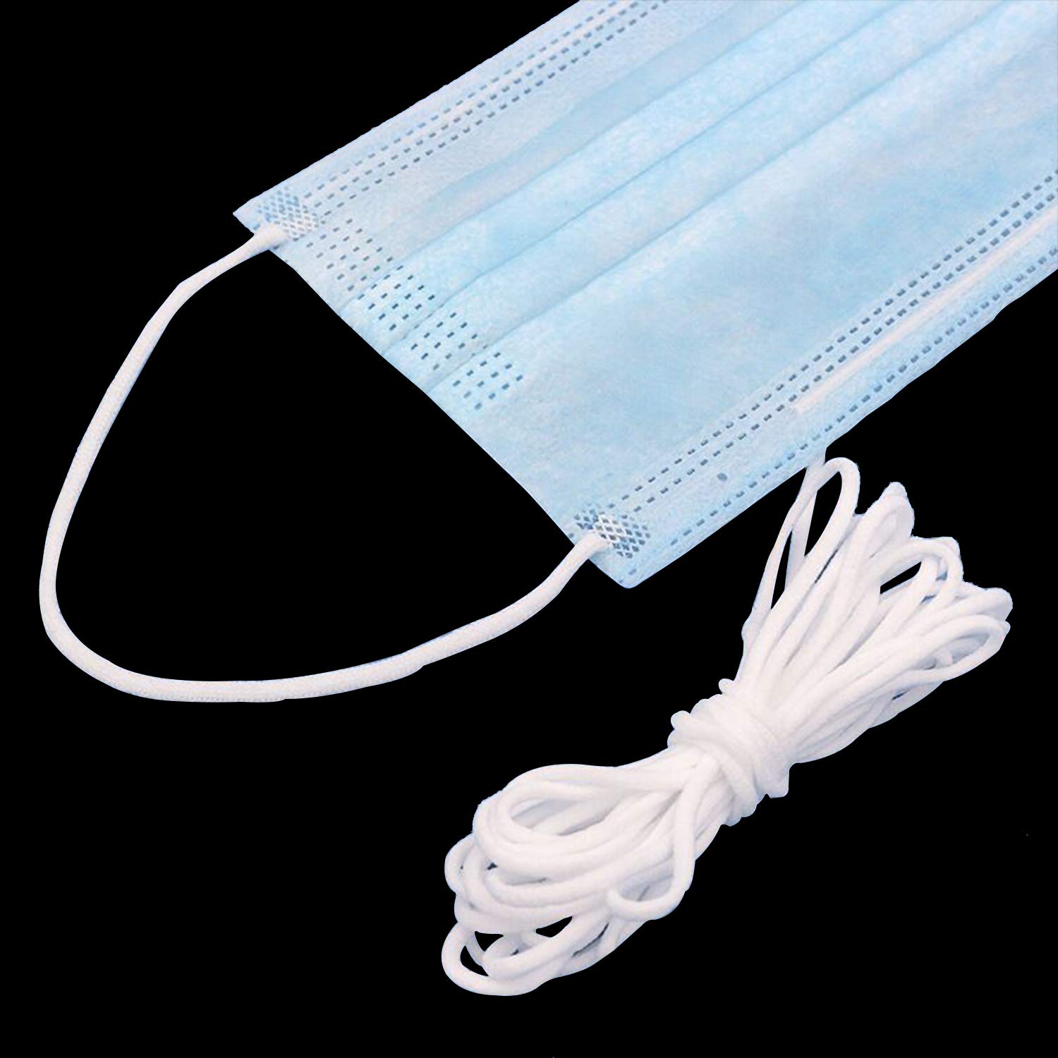 Trimming Shop 3mm White Elastic Cord for Sewing, 50 Metres Long Soft & Comfortable Thin Earloop Beading Cord, Stretchy Thread Elastic String for Jewellery, Necklace Making, Wigs, DIY & Crafts