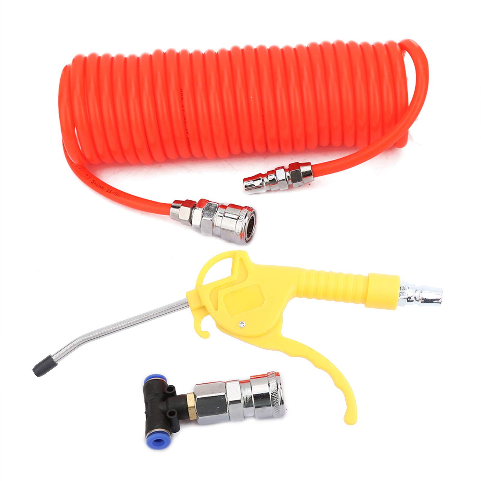 Oumefar Air Blow Gun G1/4 Air Duster Blow Gun Car Dust Blowing Gun with 3Way Quick Connector 6m Spring Hose Blow Dust Gun
