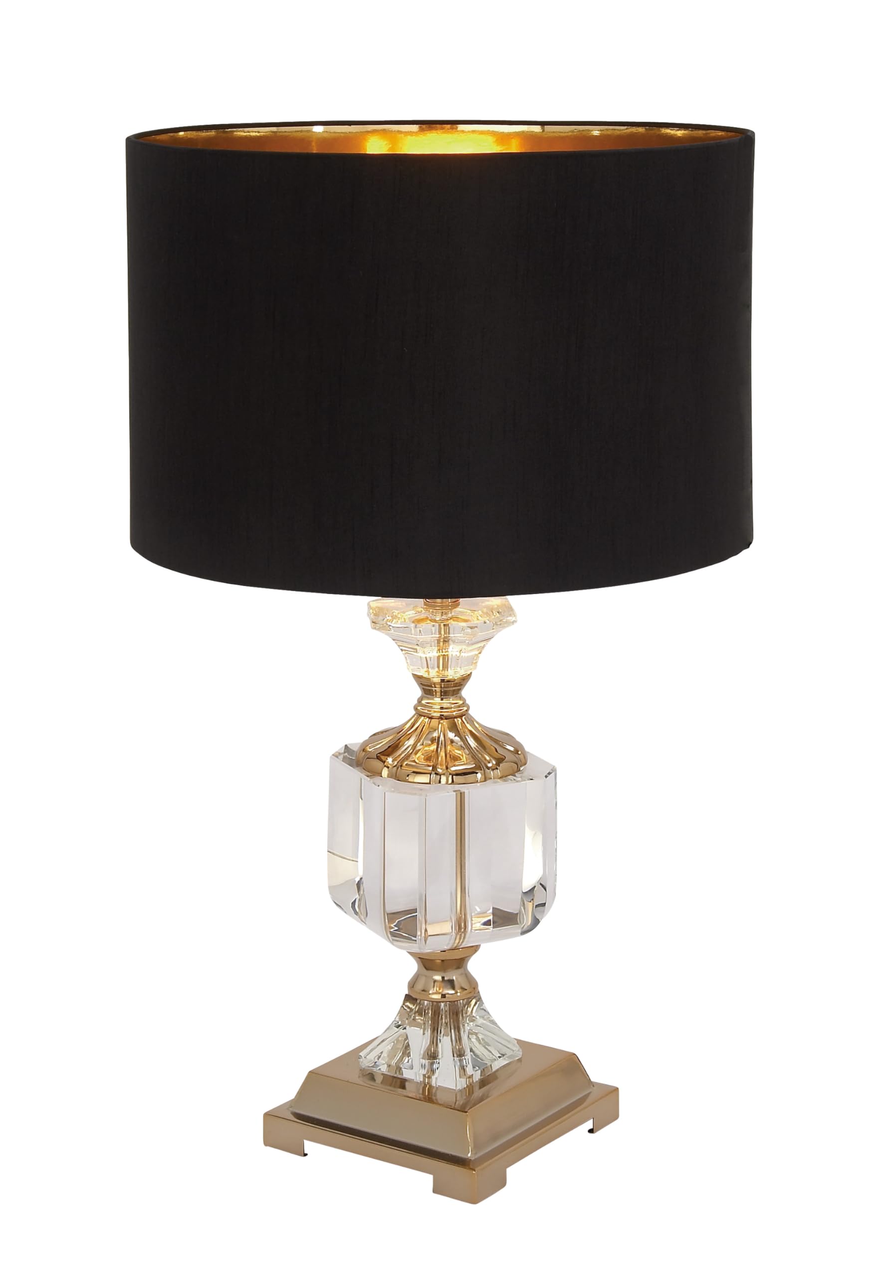 Photo 1 of *****BROKEN PARTS**FINAL SALE***Deco 79 Crystal Room Table Lamp Accent Lamp with Gold Accents, Lamp 14" x 14" x 24", Black