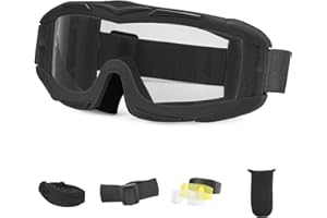 KEMIMOTO Tactical Airsoft Goggles with Anti Fog & 3 Interchangeable Lenses