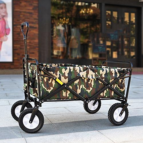 Folding Wheelbarrow, Maple Leaves Outdoor Wagon, Camouflage Shopping Trolley,Garden Cart,Foldable Pull Wagon Hand Cart Camping Trolley Portable Folding Cart Garden Transport Cart