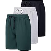 Real Essentials 3 Pack: Men's Cotton 9" French Terry Casual Lounge Sweat Shorts with Pockets (Available in Big & Tall)