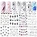Macute Nail Stickers for Women Self-adhesive Nail Decals 40 Sheets DIY Black Flower Necklace Butterfly Animal Nail Art Stickers for Toenails and Fingernails Decor Water Transfer Paper Decorations