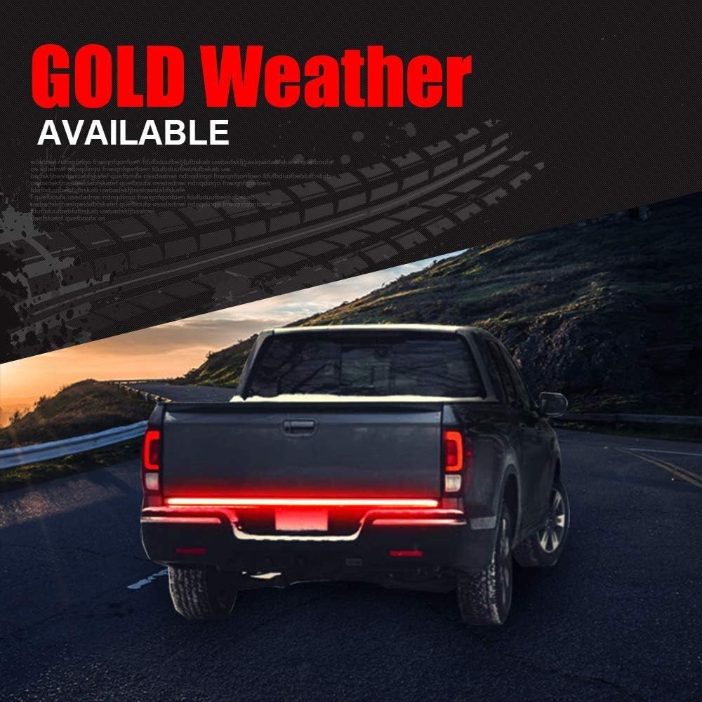 GoodRun 48" Triple LED Tailgate Light Bar w/Sequential Amber Turn Signal White Reverse Lights Parking, Brake, Weatherproof No Drill Install for Pickup, RV, SUV, Boats Truck Tailgate (PK-02): Automotive